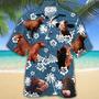 Santa Gertrudis Cattle Lovers Blue Tribal Pattern Hawaiian Shirt, Unisex Print Aloha Short Sleeve Casual Shirt