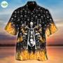 Skeleton Hawaiian Shirt Skull Skeleton Rider On Fire All Over Printed Hawaiian Shirt