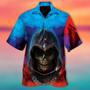 Skull Hawaiian Shirts Men Women Red Blue Smoke Skull All Over Printed Hawaiian Shirt