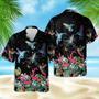 Sparkling Hummingbird In Flower Garden Hawaiian Aloha Shirts