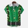 St. Patrick's Day Button Down Shirt, Funky Irish Print Unisex Hawaiian Shirt, Beach Shirts For Her