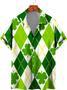 St.Patricks Day Hawaiian Bowling Shirts For Men Short Sleeve Shamrock Printed Beach Casual Aloha Shirt Clover Printed Shirt