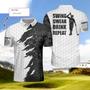Swing Swear Drink Repeat Ripped Camouflage Skull Golf Custom Polo Shirt, Personalized Black And White Golf Shirt For Men Coolspod