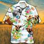 Tx Longhorn Cattle Lovers Tropical Flower Hawaiian Shirt, Unisex Print Aloha Short Sleeve Casual Shirt