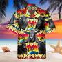 Vintage Black Angus Hawaiian Shirt Tropical Sunset Hibiscus And Palm Tree Hawaiian Shirt