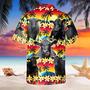 Vintage Black Angus Hawaiian Shirt Tropical Sunset Hibiscus And Palm Tree Hawaiian Shirt