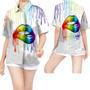 Women Hawaiian Shirt For Lgbt Community In Summer, Love Who You Want Rainbow Lips Watercolor