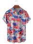 American Flag Flower Casual Men's Hawaiian Shirt, Of July Hawaiian Shirt Unisex Hawaiian Shirt Aloha Shirt