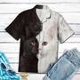 Awesome Cat Black And White Portrait Pattern Hawaiian Shirt Summer Gifts