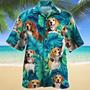 Beagle Dog Lovers Gift Summer Beach Palm Tree Pattern Hawaiian Shirt, Short Sleeve Hawaiian Shirt For Men Summer Gifts