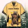 Bear Drinking Beer Summer Hawaiian Shirt, I Hate People Beer With Mug Beer Gold Theme Hawaiian Shirt Summer Gifts