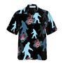 Bigfoot & The Tropical Leaves Bigfoot Hawaiian Shirt, Black Tropical Floral Bigfoot Shirt For Men Summer Gifts