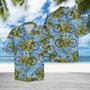 Biking Tropical Leaves On Bike Blue Themed Hawaiian Shirt Summer Gifts