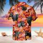 Black Angus Red Orange Floral Hawaiian Shirt, Cow Hawaii Shirts Men, Hawaiian Shirt Women Summer Gifts