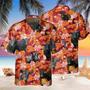 Black Angus Red Orange Floral Hawaiian Shirt, Cow Hawaii Shirts Men, Hawaiian Shirt Women Summer Gifts