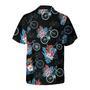 Blue Tropical Leaves Cycling Hawaiian Shirt, Tropical Mountain Bike Shirt For Men, Unique Gift For Cyclists Summer Gifts