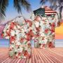 Charolais Hibicus Floral Us Flag Unisex Hawaiian Shirt Aloha Shirt