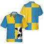 Cow On Yellow And Blue Background , Cow , Summer Gifts For Men And Women Unisex Hawaiian Shirt Aloha Shirt