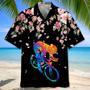 Cycling Floral Background , For Men, Summer Gift, Gift For Cycling Lover Unisex Hawaiian Shirt Aloha Shirt