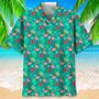 Flamingo Green Tropical , Aloha Shirts Short Sleeve Beach Holiday Casual Shirts Unisex Hawaiian Shirt Aloha Shirt