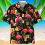 Flamingo Green Tropical , Aloha Shirts Short Sleeve Beach Holiday Casual Shirts Unisex Hawaiian Shirt Aloha Shirt