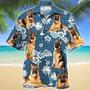 German Shepherd Shirts, Tongue Out German Shepherd Dog Lovers Blue Tribal Pattern Hawaiian Shirt Summer Gifts