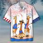 Giraffe For Independence's Day, Happy Of July Patriotic Giraffe Hawaii Aloha Beach Shirt Full Print Unisex Hawaiian Shirt Aloha Shirt