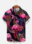 Hawaiian Flamingos Casual Loose Men's Plus Size Short-Sleeved Shirt Unisex Hawaiian Shirt Aloha Shirt