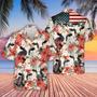 Holstein Hibicus Floral Us Flag Unisex Hawaiian Shirt Aloha Shirt