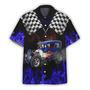 Hot Rod On Purple Blue Flame All Printed Unisex Hawaiian Shirt Aloha Shirt