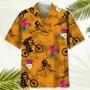 Mountain Bike Nature Flower , Men's Tropical Aloha Shirts Short Sleeve Beach Holiday Casual Shirts Unisex Hawaiian Shirt Aloha Shirt