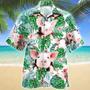 Pig Tropical Plant Hawaiian Shirt, Summer Men Hawaiian Shirts - Casual Button Down Short Sleeve Shirt Summer Gifts