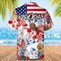 Poodle Flower American Flag Hawaiian Shirt, Summer Aloha Shirt, Men Hawaiian Shirt, Gift For Summer Summer Gifts