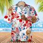 Poodle Flower American Flag Hawaiian Shirt, Summer Aloha Shirt, Men Hawaiian Shirt, Gift For Summer Summer Gifts