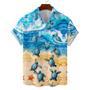 Sea Turtle T Shirt - Colorful Turtles With Blue Flowers Hawaii Shirt - Gifts For Turtle Lovers Unisex Hawaiian Shirt Aloha Shirt