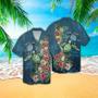 Sea Turtle With Tropical Leaf Flower Print Polyester Hawaiian Shirt Summer Gifts