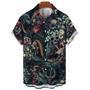 Skull Shirt, Skull Floral Hawaiian Shirt, Regular Slim Fit Short Sleeve Casual Full Print Shirt Summer Gifts