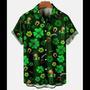 St. Patrick's Day Clover Rainbow Casual Men's Large Short Sleeve Shirt Unisex Hawaiian Shirt Aloha Shirt