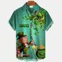 St. Patrick's Day Green Shamrock Dinosaur Fun Print Plus Size Vacation Shirt Unisex Hawaiian Shirt Aloha Shirt