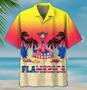 Summer Flamerica On The Sand Yellow To Red Theme Hawaiian Shirt Summer Gifts