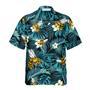 Tropical Blue Leaves & Bees Unisex Hawaiian Shirt Aloha Shirt