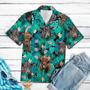 Bison Behind Tropical Flower Pattern Hawaiian Shirt, Gift For Cow Lovers Summer Gifts