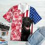 Black Labrador Retriever Usa And Watercolor Tropical Red Plants Hawaiian Shirt Summer Gifts