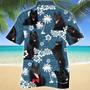 Black Schipperke Dog And Hibiscus On Blue Tribal Pattern Hawaiian Shirt Summer Gifts