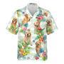 Blue Striped Golden Retriever Dog Tropical Flower Hawaiian Shirt For Men And Women Summer Gifts