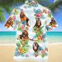 Blue Stripesd Bloodhound Dog Tropical Flower Hawaiian Shirt Summer Gifts