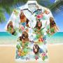 Blue Stripesd Bloodhound Dog Tropical Flower Hawaiian Shirt Summer Gifts