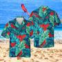 Cardinal Birds Tropical Leaves Hawaiian Shirt, Beach Shirt Summer Gifts