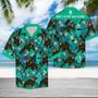 Cool Chimpanzee Mix Light Blue Leaves Hawaiian Shirt Summer Gifts