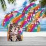 Cute Pink Glasses Cat Smile To The World Hawaiian Shirt, Gift For Cat Lovers Summer Gifts